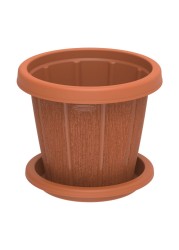 Cosmoplast Cedargrain Flower Pot With Tray Terracotta 12inch