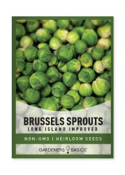 Gardeners Basics, Brussels Sprouts Seeds for Planting - Long Island Improved Heirloom, Non-GMO Vegetable Variety- 800 mg Approx 225 Seeds Great for Summer, Fall, and Winter Gardens
