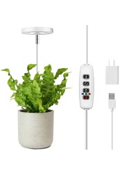 Yeelewo Grow Lights for Indoor Plants, Full Spectrum LED Plant Light for Indoor Plants, Height Adjustable, Automatic Timer, 3/9/12H On/Off Timer, 5V Low Safe Voltage, Ideal for Small Plants.