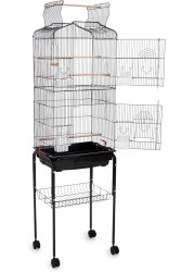 Egardenkart® Open Play Top Bird cage with Rolling Stand for Cockatiel Sun Conure Parakeet (Black)