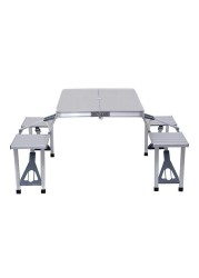 Generic 4-Seat Outdoor Portable Picnic Table Silver