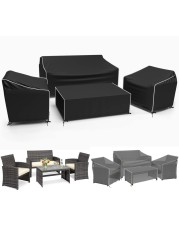 Gasadar Outdoor Furniture Cover Waterproof, 4 Piece Patio Furniture Covers for Patio Loveseat, Chair and Coffee Table, Heavy Duty 600D, Black