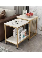 Vital Set of 2 Nesting Coffee Table With Metal Frame Coffee/Side/Center Tables Living Room, Modern Cube End Tables Living Room Accent Storage Shelf