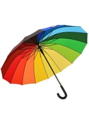 AL ARQAM Large Color Rainbow Umbrella with 16 Ribs - Super Strength, Extra Strong, and Straight Design for Ultimate Durability and Style