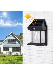 YZYOE Solar Induction Wall lamp Warm Light， Wireless Dusk to Dawn Motion LED Sconce Lights IP65 Waterproof.