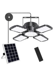 Auzev Solar Shed Light Indoor Outdoor Upgrade 176 LED 4 and 1 Heads Solar Powered Motion Sensor Pandent Daytime Work Lights with 4 Modes Remote Control Security lamp for Garage Gazebo Barn