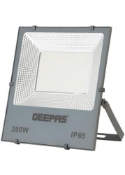 Geepas 200W LED Flood Light, GESL55118, 16000 Lumens And 6500k Color Temperature, 80% Energy Efficient LED Light, Perfect For Outdoor, Parking Lot, Black - 2 Year Warranty