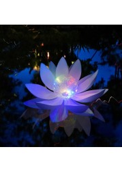 IJMIO Solar Lotus Pond Floating Lights, Solar Multicolor Lotus Flower Pool Lights Waterproof Outdoor Swimming Pool Submersible Lights with Fairy LED Lights (4Pack)