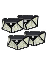 4-Piece Waterproof LED Solar Security Light Set Black/White/Yellow