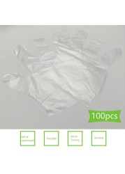 KKmoon-100Pcs Disposable Gloves Transparent Clear Thicken Soft Flexible Comfortable Protective Gloves for Kitchen Cooking Cleaning Restaurant Home Service