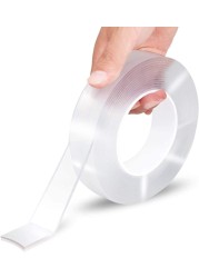 Diker Double Sided Nano Tape Heavy Duty Multipurpose Wall Tape Adhesive Strips, Washable Strong Sticky Transparent Tape Gel Poster Carpet Tape For Paste Items, Household (9.84Ft/3M)