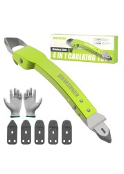 DEWINNER Stainless Steel Caulking Tool Kit, 4 In 1 Silicone Caulking Tool, Sealant Finishing Tool, Grout Removal Tool for Bathroom, Kitchen, Floor, Window, Sink Joint, Frames Seal