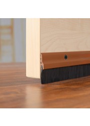 Deco Window Door Seal 15 Width X 365 Length Gate Bottom Sealing Strip Draft Stopper with Aluminium Plate Nylon Bristles for Weather Stripping Air Sound Blocking Chocolate