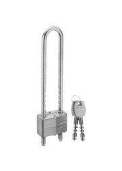 Master Lock Silver Outdoor Laminated Padlock with Keys Extra Long Extended Adjustable Shackle Lock for Gate Fence Shed or Other Equipment 517D