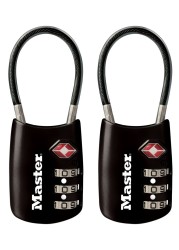Master Lock Padlock, Set Your Own Combination TSA Locks for Luggage, Travel Zipper Lock with Cable Shackle is 1-3/16 in. Wide, Colors May Vary, 4688T, 2 Count (Pack of 1)