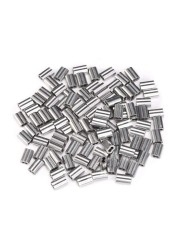 60pcs 1.4mm Aluminum Crimping Loop Sleeve Double Barrel Ferrule Cable for Wire Rope Cable and Anything Require Strong Cable