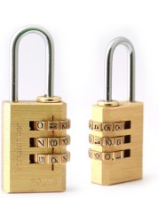 Abbasali Brass Combination Pad Lock 20mm Three Brass Dials Safety Lock For Luggage And Cabinets