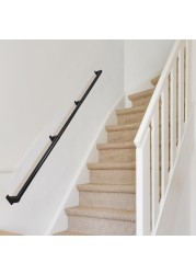 Thsgrt Pipe Hand Rails for Indoor Stairs Metal Stair Railing 1.5&quot; Staircase Handrail for Outdoor and Indoor Stairs 440LBS Load Capacity Handrails for Stairs Aluminum Railing Kit (10 Feet, Black)