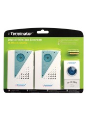 Terminator Wireless Doorbell With 1 Transmitter 2 Receivers