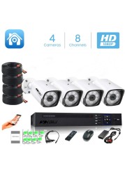 XBW - 4Channel CCTV security Kit 1080P/2.0MP 1920X1080 Camera 4CH Surveillance DVR kit with 8pcs 2.0mp 1080P Metal Outdoor Bullet Camera Alarm System&amp;P2P Home Security(Not HDD)