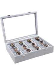 Aiwanto Watch Storage Lether Box Watches Holder Velvet Watch Holder Jewelry Storage Box Display Case for Men and Women 35.5 * 24.5 * 7 cm