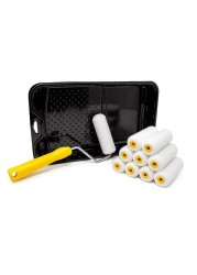 Foampro 4&rdquo; Fine Finish Paint Roller Kit 1 Plastic Paint Tray, 1 Roller Handle, 10 Foam Rollers Mini Foam Roller Kit w/Roller Pan Home Painting Supplies &amp; Paint Tools, Multicolor, 164 (164KIT)