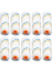 IFAMIO Pack of 10, 4 Inch Inch Paint Roller Covers Small Roller Refills 1/2 Inch Inch Nap Woven Cotton Mini Paint Roller Covers Brush Replacement Set for Painting Walls Floor Fence Cabinet