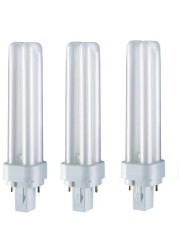 مصباح فلورسنت للديكور المنزلي من Osram Dulux D - 2 PIN تدفق مضيء - أبيض بارد 18 واط ، 4000 كيلو ، 1200 لومن - عبوة من 3