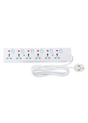 Geepas 6 Way Extension Socket 13A - Extension Lead Strip With 6 LED Indicators &amp; 6 Power Switches | Extra Long 3M Cord With Over Current Protected | Ideal For All Electronic Devices