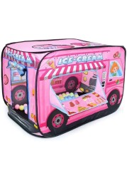 Kids Play Tent 2-4 Kids Open in Seconds Easy to Store Portable Ice Cream Truck Pop Up Play Tent Indoor Outdoor