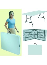 HEXAR&reg; Heavy Duty Multipurpose Camping Table Portable Folding Table Picnic Dining table Centerfold Ideal for Crafts Outdoor Events Lightweight and Durable Table with Carry Handle (L180 W74 H74 CM)