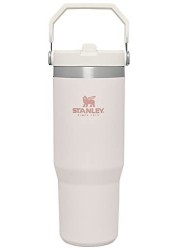 STANLEY IceFlow Stainless Steel Tumbler with Straw Vacuum Insulated Water Bottle for Home Office or Car Reusable Cup Leakproof Flip Cold 12 Hours Iced 2 Days Rose Quartz 30oz