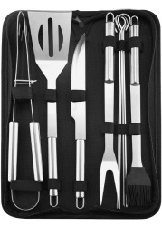 BBQ Grill Accessories Tools Set: Stainless Steel Barbecue Grilling Utensils Kit for Outdoor Camping / Picnic / Party (9 Pieces)