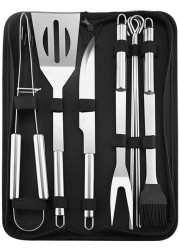 9 Pcs BBQ Grill Tool Set Stainless Steel Barbecue Accessories Kits with Carry Bag