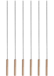 Royalford Bbq Square Skewers Set- Rf11679 Pack Of Six Stainless Steel With Wooden Handle, Perfect For Indoor, Camping, Hiking