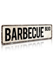 SOYAVE Barbecue Blvd Street Sign, Barbecue Sign Barbecue Decor Barbecue Lover Gift, Vintage Wall Decor for Home/Garden/Kitchen, Novelty Metal Signs 4&quot;x16