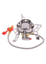 Generic-Silver Mini Portable Gas Stove Split Type Outdoor Camping Windproof Furnace Gas Burner