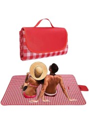 Waterproof Foldable Outdoor Camping Mat Widen Picnic Mat Plaid Beach Blanket Baby Multiplayer Tourist Mat 145X180cm,Red