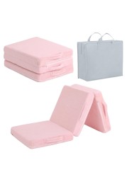 Tiita Toddler Foldable Floor Mattress, Small Floor Nap Mat for Sleeping Daycare, Kids Trifold Chair Futon Mattress, Portable Baby Tri Folding Mattress for Girls and Boys, Plush Pink