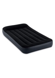Intex Dura-Beam Standard Pillow Top Airbed Comfortable Blow Up Portable Air Mattress with Built-in Electric Pump and Carrying Bag, Twin Size, Blue