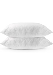 Hotel Linen Klub Pack of 2 Quilted Pillow Queen (50 x75cm) - Outer Cover: 90GSM Microfiber Supersoft Fabric, Filling: 650grams Soft Fiber, Diamond Quilt Pattern