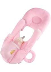 Comfortable Baby Feeding Pillow with Bottle Holder Pocket - Ergonomic Nursing Cushion for Breastfeeding and Bottle-Feeding, Hypoallergenic Infant Support Pillow&quot; Pink