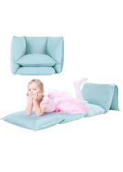 MABOZOO 2 in 1 Pillow Bed Floor Lounger Cover, Foldable Velvet Floor Pillow Case for Boys Girls Kids, Fold Out Kids Sofa Couch Lounger Chair Bed Cover Only (Queen, Pillows Not Included)
