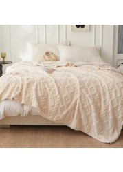 Luna Home Throw Blanket Super Soft, Ivory Color, Woven Style