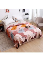 LUNA HOME Fleece Blanket 200*230cm Super Soft Throw Geometric Design, Old Rose Color.