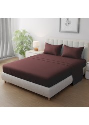 Klub Linen 3PC Striped Fitted Sheet Set, Ultra Soft Microfiber Bedding Set - 1 Fitted Sheet King (180x200cm) with Deep Pocket and 2 Pillowcases (50 x 75 cm), Chocolate