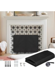 UCEDER Magnetic Fireplace Cover, 600D Heavy Duty Oxford Fireplace Draft Stopper with Hook &amp; Magic Tape Installation ,Indoor Fireplace Cold Air Blocker Blanket for Iron Fireplace Frame (39&quot;x32&quot;)