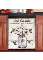Farmhouse Cotton Flower Dishwasher Magnetic Cover,Rustic Wood Pattern Decal Dishwasher Magnet Decorative Door Sticker,Floral Refrigerator Cover,Fridge Magnets Appliance Panel Covers 23&quot;x26