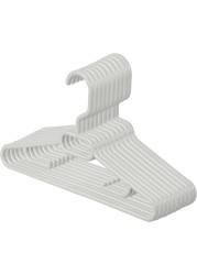 Inochi Hara Baby Cloth Hanger, Kids Hanger For Nursery, Plastic Newborn Coat Hanger, Children Clothes Hangers Nonslip, With Notched Shoulder, White 10 Pcs/Pack