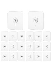 Dimeho 20Pcs Heavy Duty Single Nail Free Picture Hangers Without Nails Adhesive Hooks Wall Hangers No Damage Wall Hooks Hanging Reusable Screw Free Sticker for Kitchen Bathroom Home Office Key
